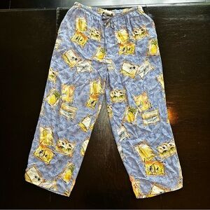 Retro Blue Vacation Medium Oversized Resort Pant Tropical Beach Soft Flowy